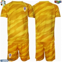 Otroški Nogometni dresi Hrvaška Vratar Domači EP 2024 Kratek Rokav (+ Kratke hlače)